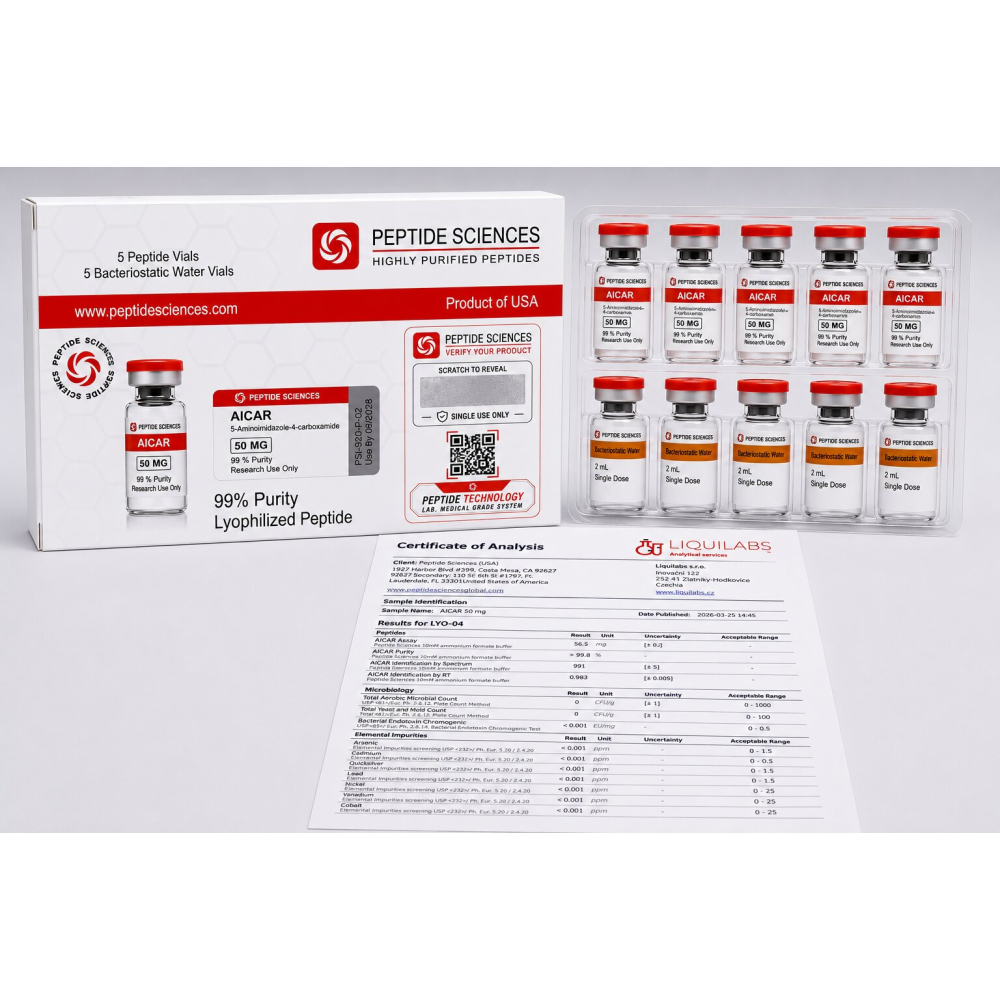 Peptide Sciences AICAR 50 Mg 5 Flakon Set + Antibakteriyel Su