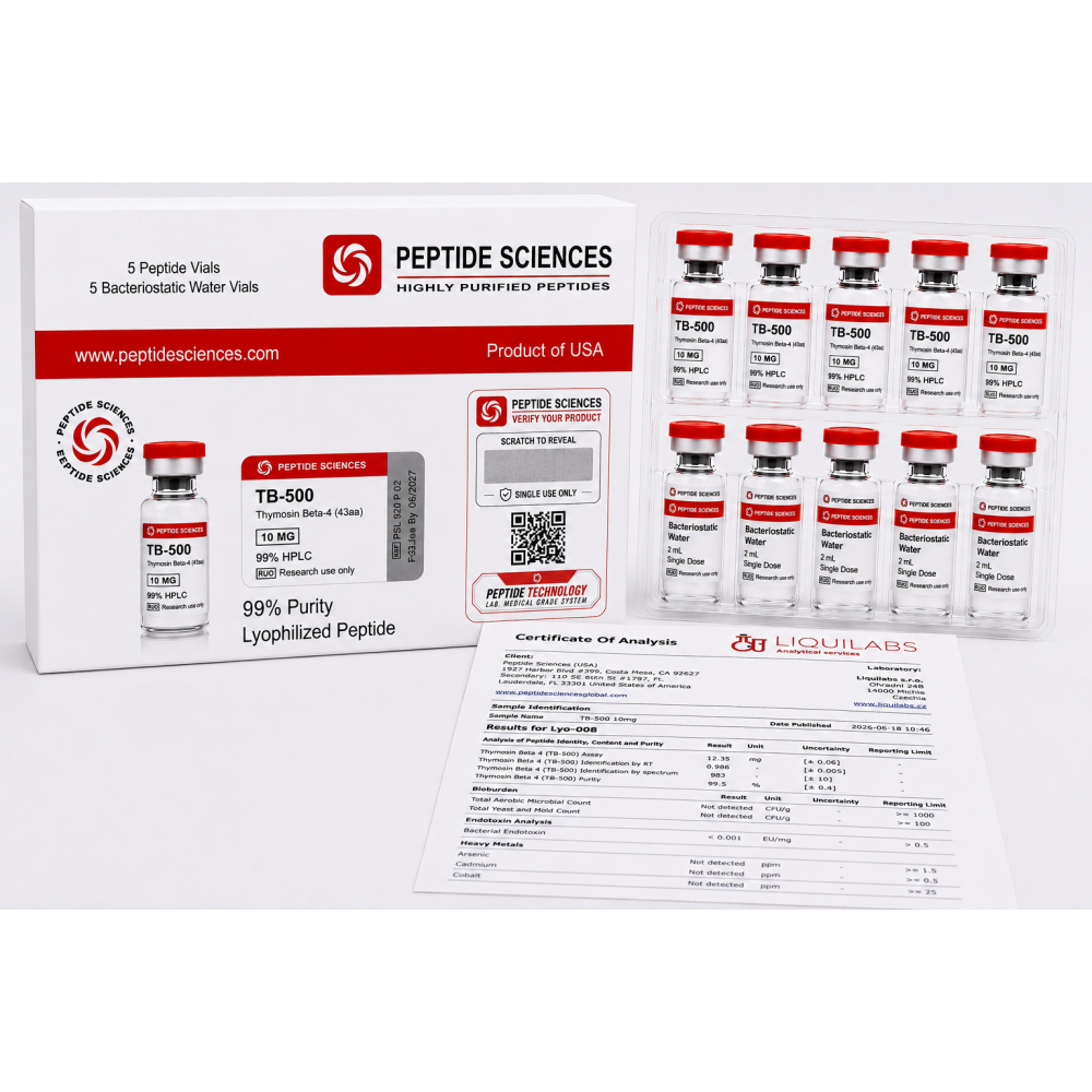 Peptide Sciences TB-500 10 Mg 5 Flakon Set + Antibakteriyel Su